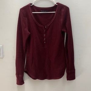 Abercrombie & Fitch Maroon Henley Shirt - size L